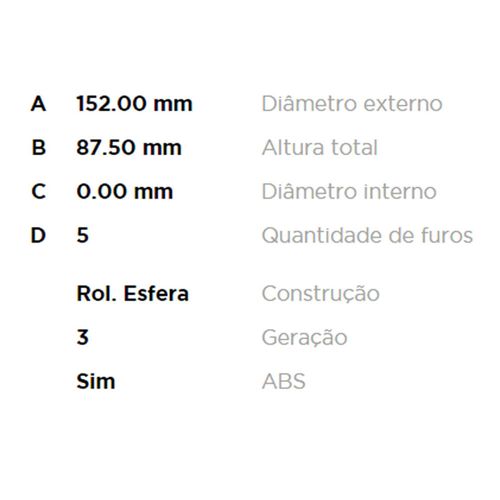Cubo Roda Traseira FREMAX Honda CR-V 2.0 4x2 2012-2019