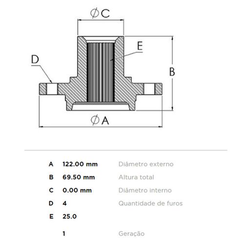 Cubo Roda Dianteira FREMAX Nissan Versa 2012-2022 (1.0/1.6) (122mm)