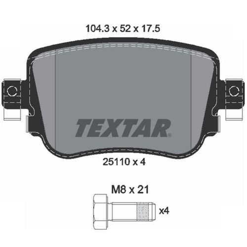 Pastilha Traseira Textar Audi A1 2010-2019