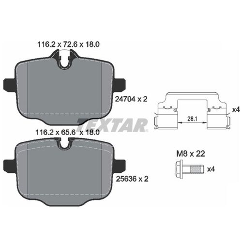Pastilha Traseira Textar BMW 740 2016-2022 Série G11