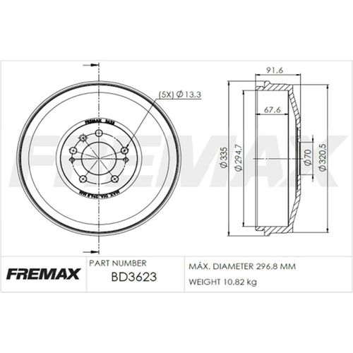 Tambor Freio FREMAX Fiat Toro 2.0 16v 2015-2023