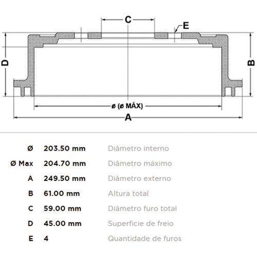 Tambor Freio Traseiro FREMAX Fiat Argo 1.8 2017-2022