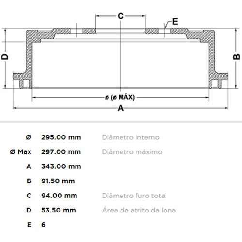 Tambor Traseiro FREMAX Mitsubishi L200 2007-2018 (343mm) KB