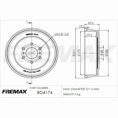 Tambor Freio Traseiro FREMAX Nissan Frontier 2016-2022