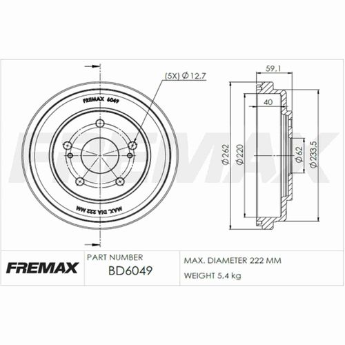 Tambor Freio Traseiro FREMAX Suzuki SX 4 2006-2015